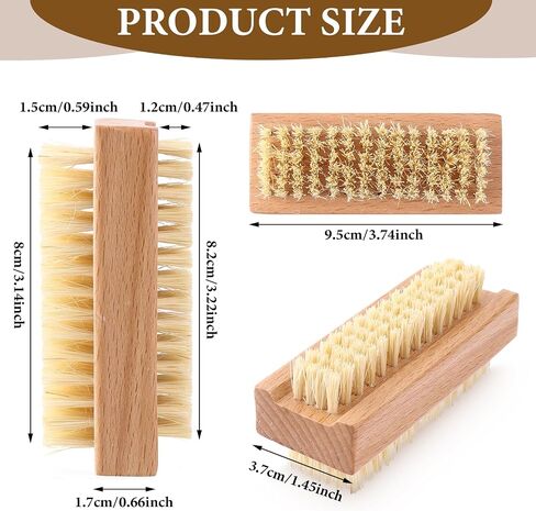 Wooden Nail Scrub Brush, 2pcs Double-Sided Nail Cleaning Brush with Stiff Bristles and Hanging Rope Hand and Foot Scrubber Manicure Pedicure Tool for Scrubbing Fingernails Toenail Cuticle in Saudi Arabia