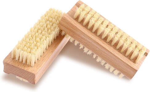 Wooden Nail Scrub Brush, 2pcs Double-Sided Nail Cleaning Brush with Stiff Bristles and Hanging Rope Hand and Foot Scrubber Manicure Pedicure Tool for Scrubbing Fingernails Toenail Cuticle in Saudi Arabia