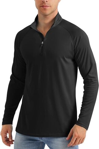 MAGCOMSEN Men's Long Sleeve Sun Shirts UPF 50+ Tees 1/4 Zip Fishing Running Rash Guard Athletic T-Shirts in Kuwait
