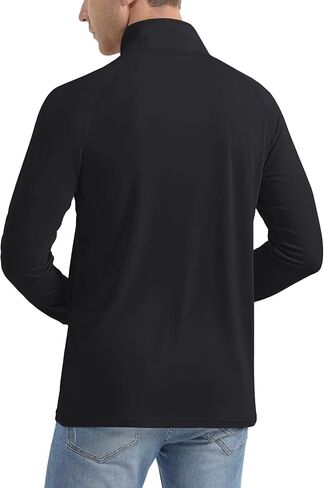 MAGCOMSEN Men's Long Sleeve Sun Shirts UPF 50+ Tees 1/4 Zip Fishing Running Rash Guard Athletic T-Shirts in Kuwait