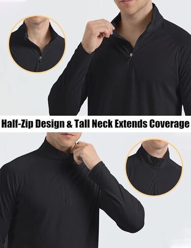 MAGCOMSEN Men's Long Sleeve Sun Shirts UPF 50+ Tees 1/4 Zip Fishing Running Rash Guard Athletic T-Shirts in Kuwait