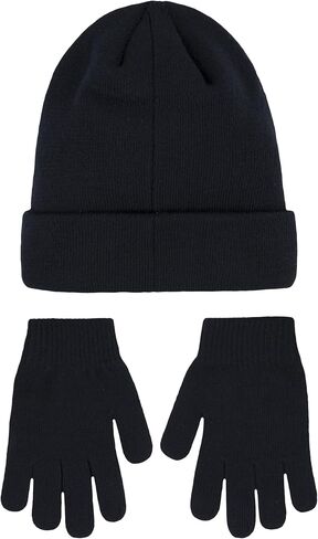 Hurley Boy's Striped Beanie and Gloves 2 Piece Set (Obsidian(9A7115-695)/Orange, 8-20) in Saudi Arabia