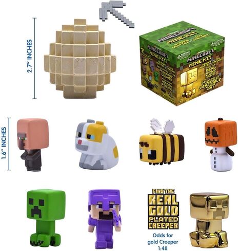 Minecraft Mine Kit Gold Creeper Dig It Toy - Bundle with Minecraft Mine Kit with Mystery Minecraft Figure Plus Stickers, More | Minecraft Dig Toy for Kids in Saudi Arabia