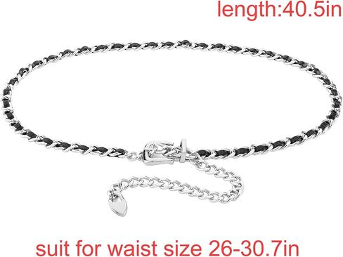 Ayliss Women Chain Waist Belt Metal Skinny Dress Belt Cinch Fashion Silver Golden Waist Belt Belly Pu Leather Waistbands in Kuwait