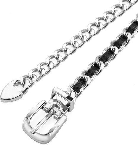 Ayliss Women Chain Waist Belt Metal Skinny Dress Belt Cinch Fashion Silver Golden Waist Belt Belly Pu Leather Waistbands in Kuwait