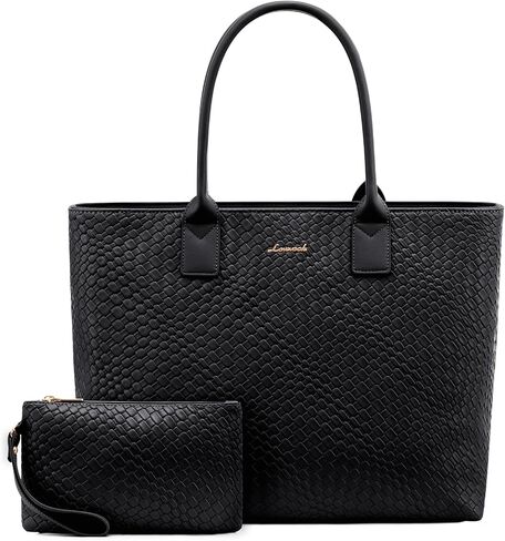 LOVEVOOK Laptop Purses and Handbags for Women, 15.6 Inch Computer Bag Work Tote Briefcase Satchel Handbags for Women with Small Clutch, Apricot in Saudi Arabia