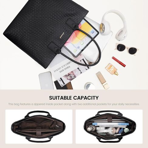 LOVEVOOK Laptop Purses and Handbags for Women, 15.6 Inch Computer Bag Work Tote Briefcase Satchel Handbags for Women with Small Clutch, Apricot in Saudi Arabia