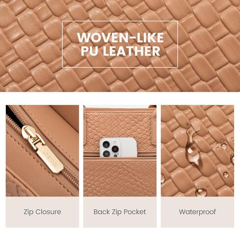 LOVEVOOK Laptop Purses and Handbags for Women, 15.6 Inch Computer Bag Work Tote Briefcase Satchel Handbags for Women with Small Clutch, Apricot in Saudi Arabia