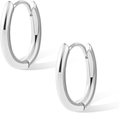 925 Sterling Silver Earrings Small Oval Hoop Earrings for Women Trendy 14K Gold Plated Hypoallergenic Earrings Small Thick Huggie Hoops Earrings in Kuwait