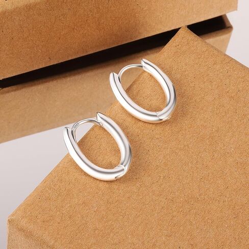 925 Sterling Silver Earrings Small Oval Hoop Earrings for Women Trendy 14K Gold Plated Hypoallergenic Earrings Small Thick Huggie Hoops Earrings in Kuwait