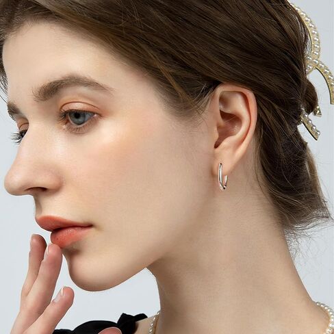 925 Sterling Silver Earrings Small Oval Hoop Earrings for Women Trendy 14K Gold Plated Hypoallergenic Earrings Small Thick Huggie Hoops Earrings in Kuwait