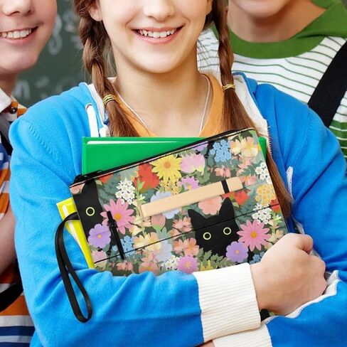 AFPANQZ Flower with Black Cats Book Sleeve Cover Hardcover Book Sleeve Protector Pouch Washable Washable Fabric Book Sleeve Portable Book Cover Pouch with Front Pocket Zipper in Saudi Arabia