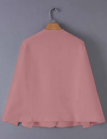 سترة Wyeysyt Cape Blazer للنساء بأكمام مقسمة مفتوحة من الأمام وسترة كاجوال مثيرة وفستان أنيق معطف الرأس (وردي-M) in Kuwait