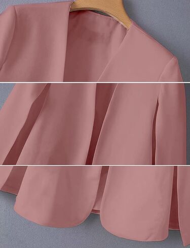 سترة Wyeysyt Cape Blazer للنساء بأكمام مقسمة مفتوحة من الأمام وسترة كاجوال مثيرة وفستان أنيق معطف الرأس (وردي-M) in Kuwait
