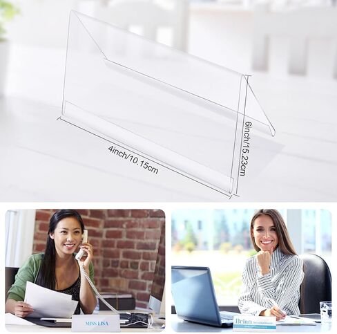 Vicenpal 24 قطعة من حاملات الخيام البلاستيكية الشفافة مقاس 4 × 6 بوصة حامل أكريليك للوحة الاسم لعلامة اسم المكتب لاجتماعات الطاولة والمكتب in Kuwait