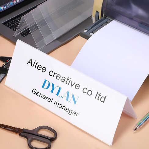 Vicenpal 24 قطعة من حاملات الخيام البلاستيكية الشفافة مقاس 4 × 6 بوصة حامل أكريليك للوحة الاسم لعلامة اسم المكتب لاجتماعات الطاولة والمكتب in Kuwait