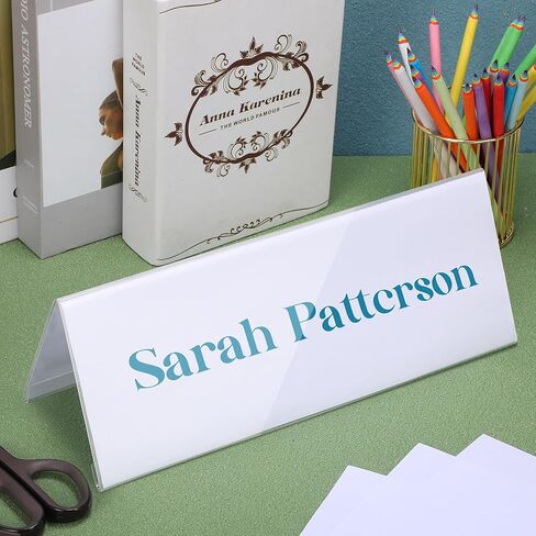 Vicenpal 24 قطعة من حاملات الخيام البلاستيكية الشفافة مقاس 4 × 6 بوصة حامل أكريليك للوحة الاسم لعلامة اسم المكتب لاجتماعات الطاولة والمكتب in Kuwait