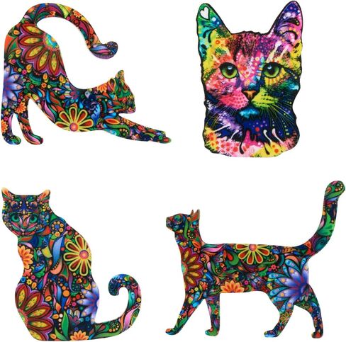 ornaland 4 قطع القط بروش دبابيس الاكريليك القط بروش دبابيس لطيف الحيوان طية صدر السترة دبابيس شارات التبعي للنساء الملابس أكياس حقائب الظهر السترات القبعات in Kuwait