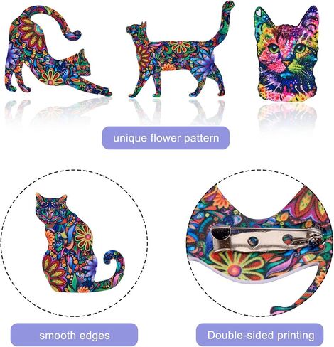 ornaland 4 قطع القط بروش دبابيس الاكريليك القط بروش دبابيس لطيف الحيوان طية صدر السترة دبابيس شارات التبعي للنساء الملابس أكياس حقائب الظهر السترات القبعات in Kuwait