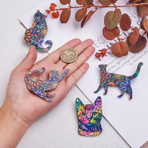 ornaland 4 قطع القط بروش دبابيس الاكريليك القط بروش دبابيس لطيف الحيوان طية صدر السترة دبابيس شارات التبعي للنساء الملابس أكياس حقائب الظهر السترات القبعات in Kuwait