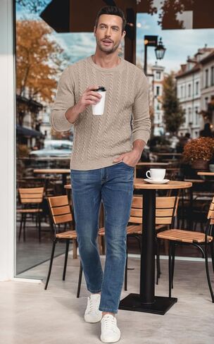 Sailwind Men's Crewneck Pullover Sweater Casual Knitted Twist Sweaters in Kuwait