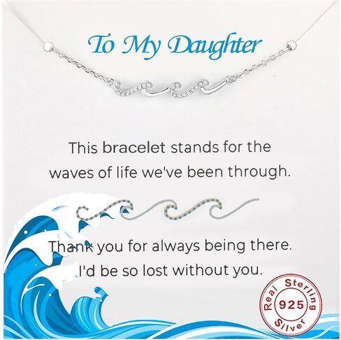 To My Daughter Bracelet,Daughter Birthday Gift,Wave Bracelet for Daughter Gifts from Mom, S925 Sterling Silver Gifts for Daughter from Dad, Gift for Graduation,Chrismas,Thank's Giving Bracelet in Saudi Arabia