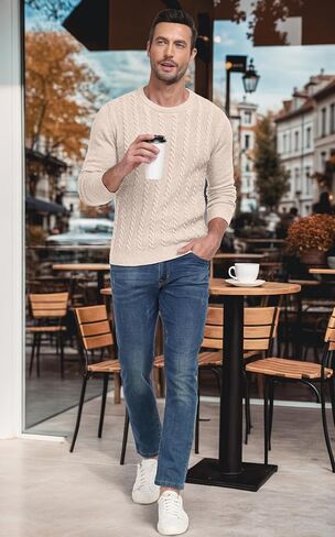 Sailwind Men's Crewneck Pullover Sweater Casual Knitted Twist Sweaters in Kuwait