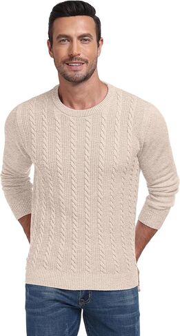 Sailwind Men's Crewneck Pullover Sweater Casual Knitted Twist Sweaters in Kuwait
