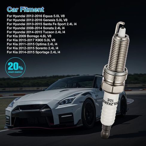 BDFHYK Set of 4 Iridium Spark Plug Compatible with Hyundai Equus Genesis Santa Fe Sport Sonata Tucson,Kia Optima Sorento Sportage Borrego,2.4L 4.6L 5.0L L4 V8,Replacement for XP6203 SILZKR6B10E SP1040 in Saudi Arabia