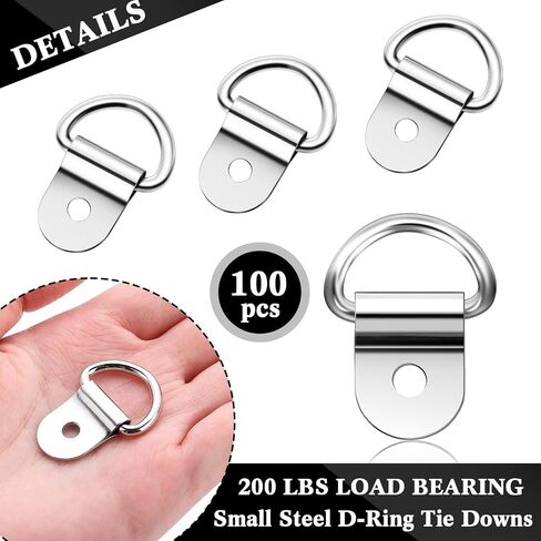 Zonon 100 Pcs Small Tie Down Anchors 200 Pounds Capacity D Rings Heavy Duty Stainless Steel D Ring for Truck Trailer Awning Camping Cargo in Saudi Arabia