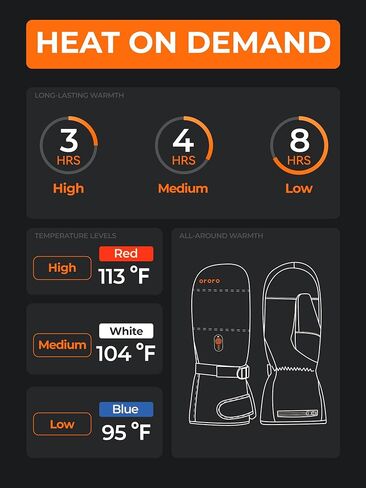 ORORO Heated Mittens for Women and Men, Rechargeable Heated Gloves for Skiing Hiking and Arthritic Hands in Saudi Arabia
