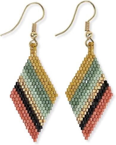 حبر + سبيكة أقراط مطرزة للنساء المتدلية، زيلدا الماس على شكل قطرة قصيرة أقراط بوهو، مجوهرات مصنوعة يدويًا لا تسبب الحساسية للبوهيمي الحديث، طول 2.18 بوصة in Kuwait