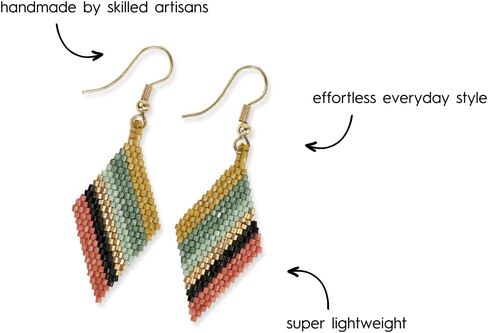 حبر + سبيكة أقراط مطرزة للنساء المتدلية، زيلدا الماس على شكل قطرة قصيرة أقراط بوهو، مجوهرات مصنوعة يدويًا لا تسبب الحساسية للبوهيمي الحديث، طول 2.18 بوصة in Kuwait