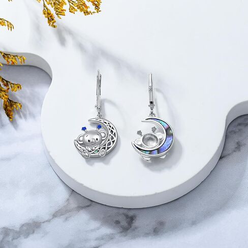 Koala/Cow/Rat/Sloth/Corgi/Chicken Earrings 925 Sterling Silver Moon Dangle Leverback Earrings Animal Jewelry Gifts for Women in Saudi Arabia