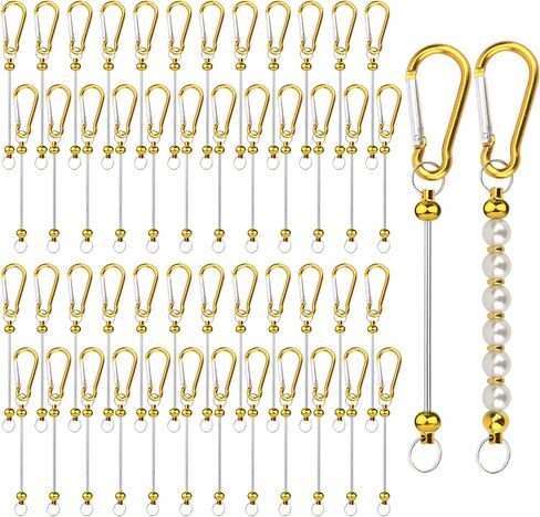 50pcs Beadable Keychain Bars, Bead Key Chain Making Kit Keychain Accessories Charms Beads DIY Blank Metal Keychain in Saudi Arabia