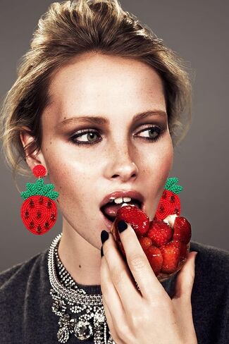 Beaded Dangle Earrings for Women Boho Cute Strawberry Watermelon Fruit Bead Drop Dangling Earrings Handmade Summer Beach Jewelry Gift for Women in Saudi Arabia