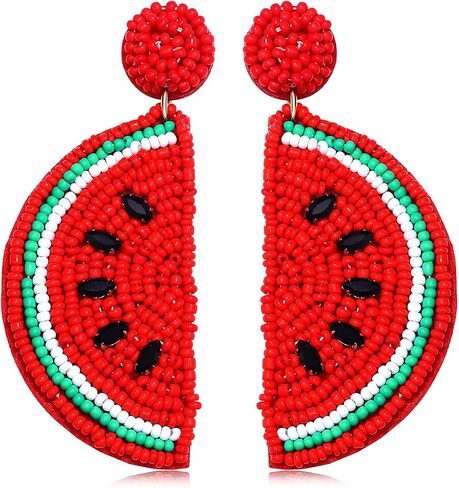 Beaded Dangle Earrings for Women Boho Cute Strawberry Watermelon Fruit Bead Drop Dangling Earrings Handmade Summer Beach Jewelry Gift for Women in Saudi Arabia