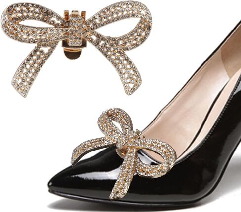 Forbidden Road 1 Pair Rhinestone Bow Shoe Clips for Women Girls, Classic Detachable Bow for Heel Wedding Party Dressy Shoes Fashion Bridal Wedding Shoe Charms in Saudi Arabia