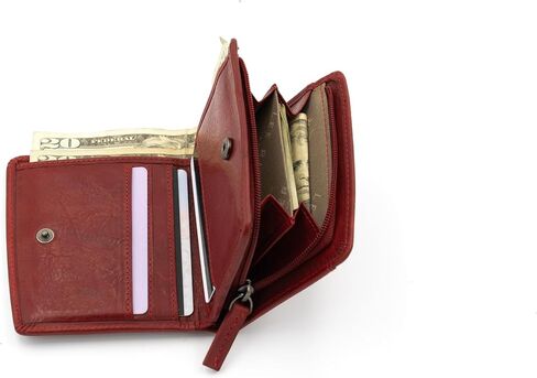 Briomhar Irish Leather Wallet for Women - Celtic Knot Design 4 Card Slots with Zipper Coin Purse - Red in Saudi Arabia