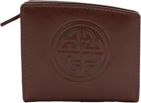 Briomhar Irish Leather Wallet for Women - Celtic Knot Design 4 Card Slots with Zipper Coin Purse - Red in Saudi Arabia