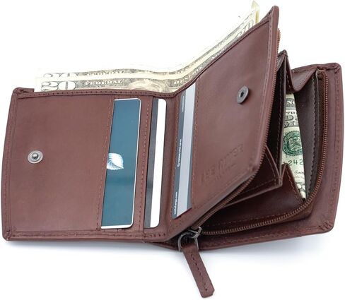 Briomhar Irish Leather Wallet for Women - Celtic Knot Design 4 Card Slots with Zipper Coin Purse - Red in Saudi Arabia