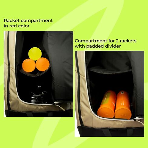 Tennis Racket Bag, Protective Duffel bag for 2 racquets & equipment (shoes, clothes, accessoiries,Padded & Lightweight Case, for Beginner or Profeesional, ergonomic design for Men, Women & Juniors in Saudi Arabia