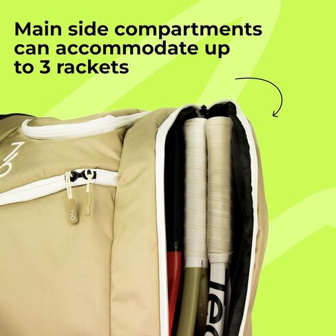 Tennis Racket Bag, Protective Duffel bag for 2 racquets & equipment (shoes, clothes, accessoiries,Padded & Lightweight Case, for Beginner or Profeesional, ergonomic design for Men, Women & Juniors in Saudi Arabia