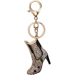 High Heel Boots Keychain for Women, Colorful High Heel Shoe Key Chain for Ladies, Cute High-Heeled Shoe Summer Keyring, Sparkling Rhinestone High Heel Shoe Keychain Accessories