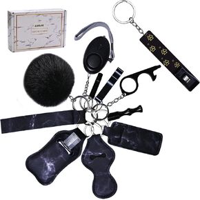 Keychain Set for Women and Girls 11 Pcs Cute Keychains For Women Including Whistle, Pom Pom, Credit Card Puller