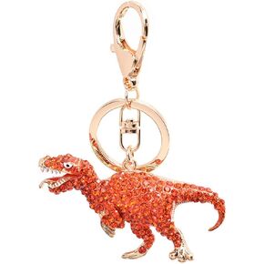 Dinosaur Keychain for Women, Tyrannosaurus Rex Key Chain for Ladies, Cute Dinosaur Summer Key Ring, Red Dinosaur Keychains, Punk Dinosaur Keyring, Rhinestone Dinosaur Animal Keychain Accessories