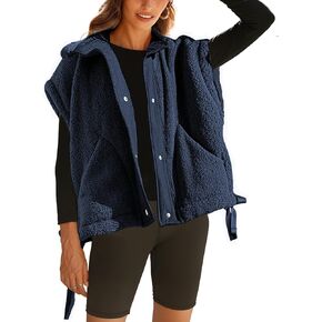TAQCUX Womens Fleece Vest Oversized Sleeveless Sherpa Jacket Warm Cozy Outwear with Pockets