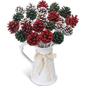12 Pcs Pine Cones Pinecone Picks for Tree for Decorating Tree Garland Wreath Ornaments Pinecones Home Decoration Holidays (Fall Colors)