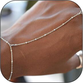 Hand Chain Bracelet Ring Bracelet Hand Chain Dainty Finger Ring Slave Bracelet Zircon Hand Jewelry Gifts for Women Trendy Stocking Stuffers