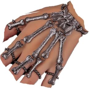 YERTTER النساء خمر الجمجمة أصابع هيكل عظمي معدني سوار حلقة الهيب هوب شارع الرقص تأثيري معصمه لجميع القديسين ومهرجان خاص (أسود) in Kuwait